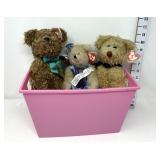 (3) Ty Collectable Jointed Bears w/Basket