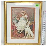 Girl Playing Violin with Cat & Dog Framed Print
