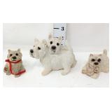 (3) Stone Critter West Highland Terrier Figurines