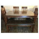 Butterfly Leaf Dining Table w/4-Chairs & Bench