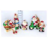 (6) Glass Blown Santa Christmas Ornaments