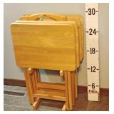 (4) Blonde TV Trays w/Stand
