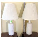 Pair of 32' White Ceramic Lamps