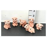 Miniature Bone China Pig Set (6)