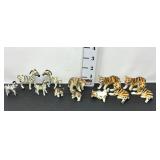 Miniature Bone China Tiger, Zebra, & Wolves