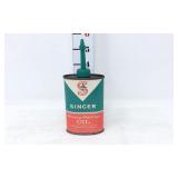Vtg Singer Sewing Machine Oil Tin Can