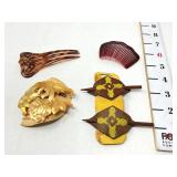 Vintage Celluloid & Leather Hair Pins