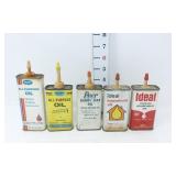 (5) Vtg All Purpose, Fine & Household Oil Tin