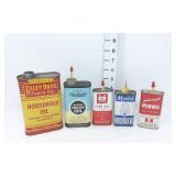 (5) Vtg Household, Fine & Multi-Purpose Oil Tin