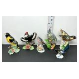 (6) Porcelain Birds Figurines Woodpecker &