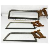 (3) Vintage Meat or Bone Saws - (1) Marked Disston