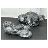 (2) Carved Soapstone OttersOne has chipped ears