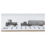 Pewter Old Pickup & Semi w/Trailer