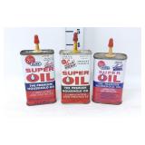 (3) Super Oil Tin Cans