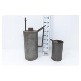 Antique Tin Gasoline Priming Can & Unmarked Oiler