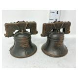 (2) Vintage Cast Iron Liberty Bell Still Banks