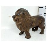 Vintage Cast Metal Lion Coin Bank