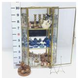 Brass & Glass Small Curio Cabinet w/Hinged Door