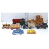 Wooden Toy Tractor, Grader, Trucks & Cars
