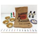 Mr. Peanut Salt/Pepper, Bowls, & Burlap Bag