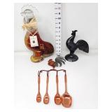 Rooster Vinegar Bottle, Measuring Spoons, & Decor