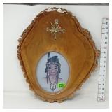 Wood Slab Clock w/Signed Native American Print
