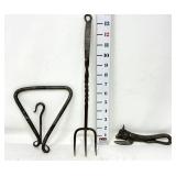 Hand Forged Metal Dinner Bell, Fork & Opener