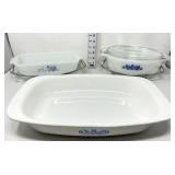 (2) Blue Cornflower Casserole Dishes (1) Roaster