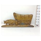 Cast Iron Ox-Driven Covered Wagon Doorstop