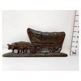 Cast Metal Ox-Driven Covered Wagon Doorstop