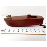 Handmade Wooden Toy Boat w/Rudder