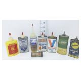 (8) Vtg Oil Tin Cans - Petroliana Advertising (1)