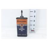 Vtg. Firestone Fine Machine Oil Tin Can Petroliana