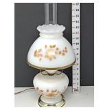 Floral Milk Glass Parlor Lamp