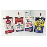 (4) Empty Vintage 4oz Lighter Fluid Tin Cans