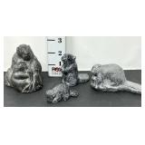 (4) Carved Soapstone Beavers