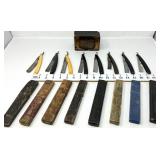 (8) Antique Straight Razors w/ Boxes & (1)