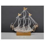 Spun Glass Ship w/Gold Details (One if the rope