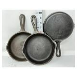 (3) No. 3 Cast Iron Skillets - (2) Wagner Ware
