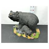 Carved Soapstone Black Bear & Cub Sculpture