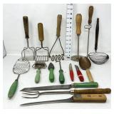 Vintage Wood Handled Kitchen Utensils