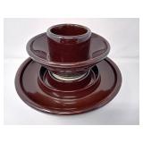 7" High Two-Tier Brown Glazed Porcelain Insulator
