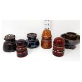 (6) Brown Glazed Porcelain Insulators
