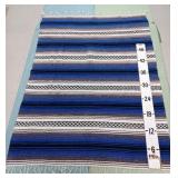 Blue/Black/White Mexican Blanket w/Fringe