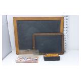 (2) Double Sided Slates, Chalk & Eraser
