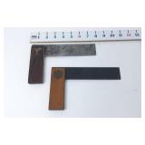 (2) Antique 7.5" Try Squares Wood/Brass - (1)