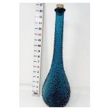 MCM Peacock Blue Glass Hobnail Decanter