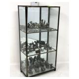 Glass Enclosed Free-Standing Shelf w/ Pewter