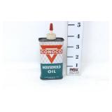 Vtg. Conoco Household Oil Tin Can Petroliana Adv.