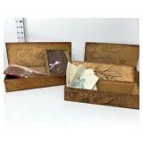 (3) Vintage Pyrography Hose & Glove Boxes,